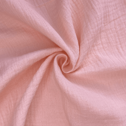 Ткань Муслин Жатый, цвет Нежно-Розовый (на отрез)  в Мичуринске