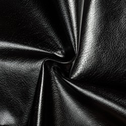 Ткань Дерматин (Кожзам) для мебели, цвет Черный (на отрез)  в Мичуринске
